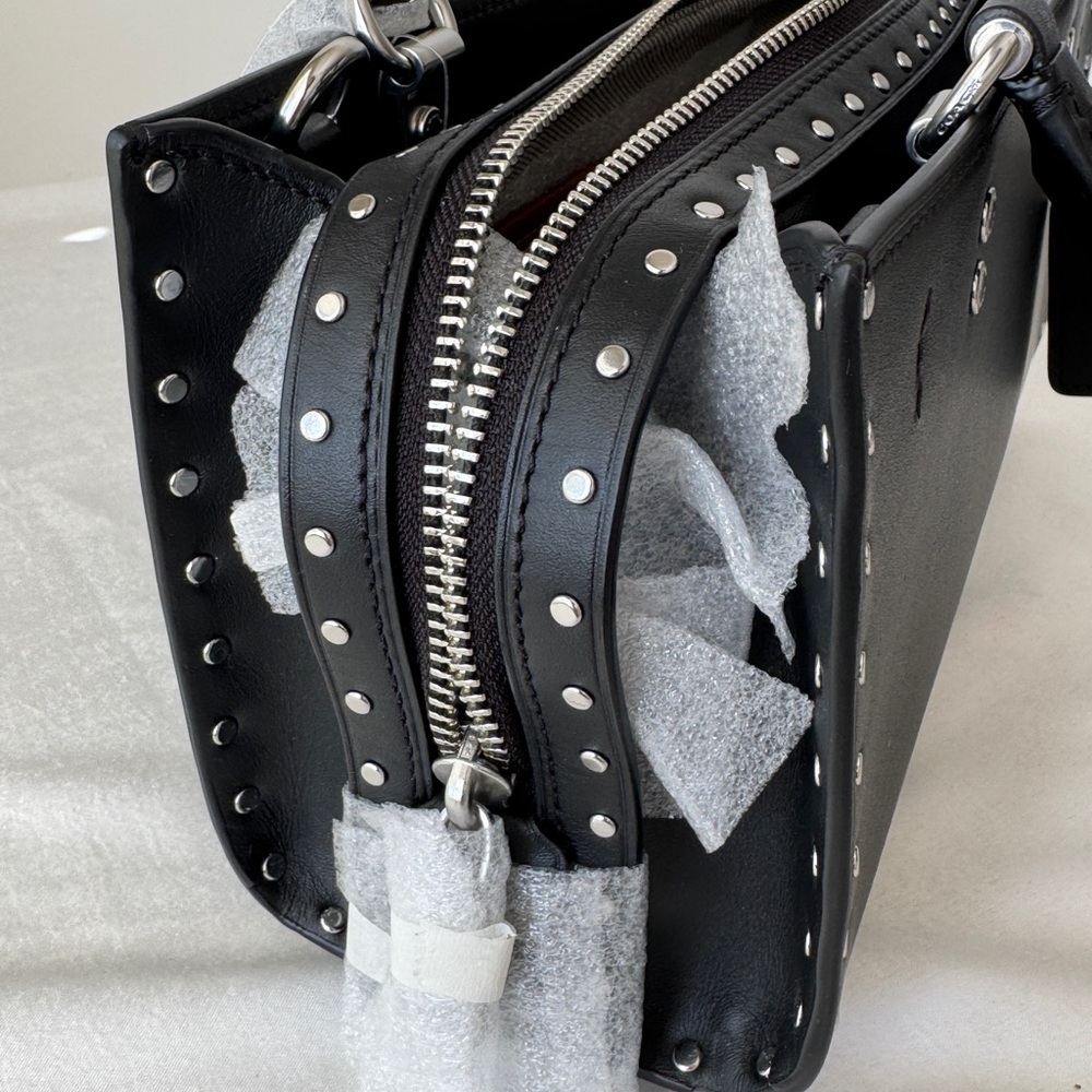 Coach Black Satchel with Silver Accents - Picture 6 of 9